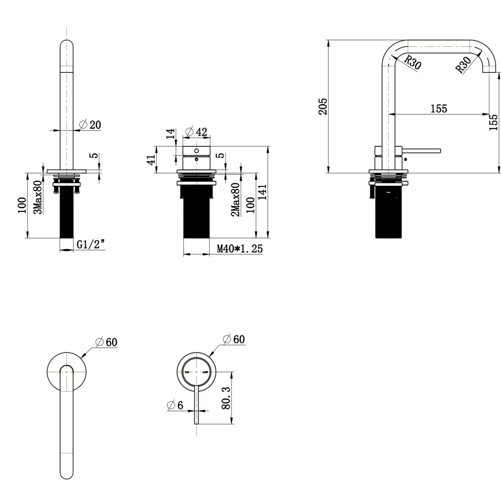 Mica Soft-Square Hob Basin Mixer Set - image 1