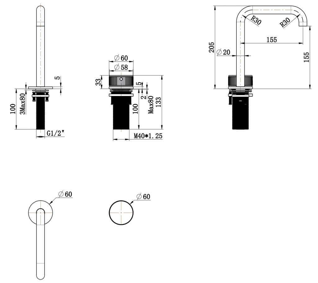 Mica Fluted Soft-Square Hob Basin Mixer Set - image 3