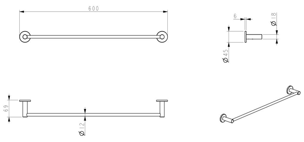 Mica Single Towel Rail - image 3