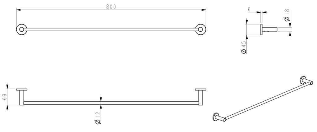 Mica Single Towel Rail - image 21