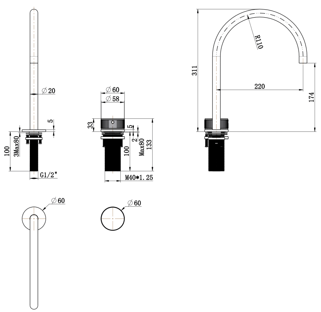 Mica Fluted Gooseneck Hob Sink/Basin Mixer Set - image 3