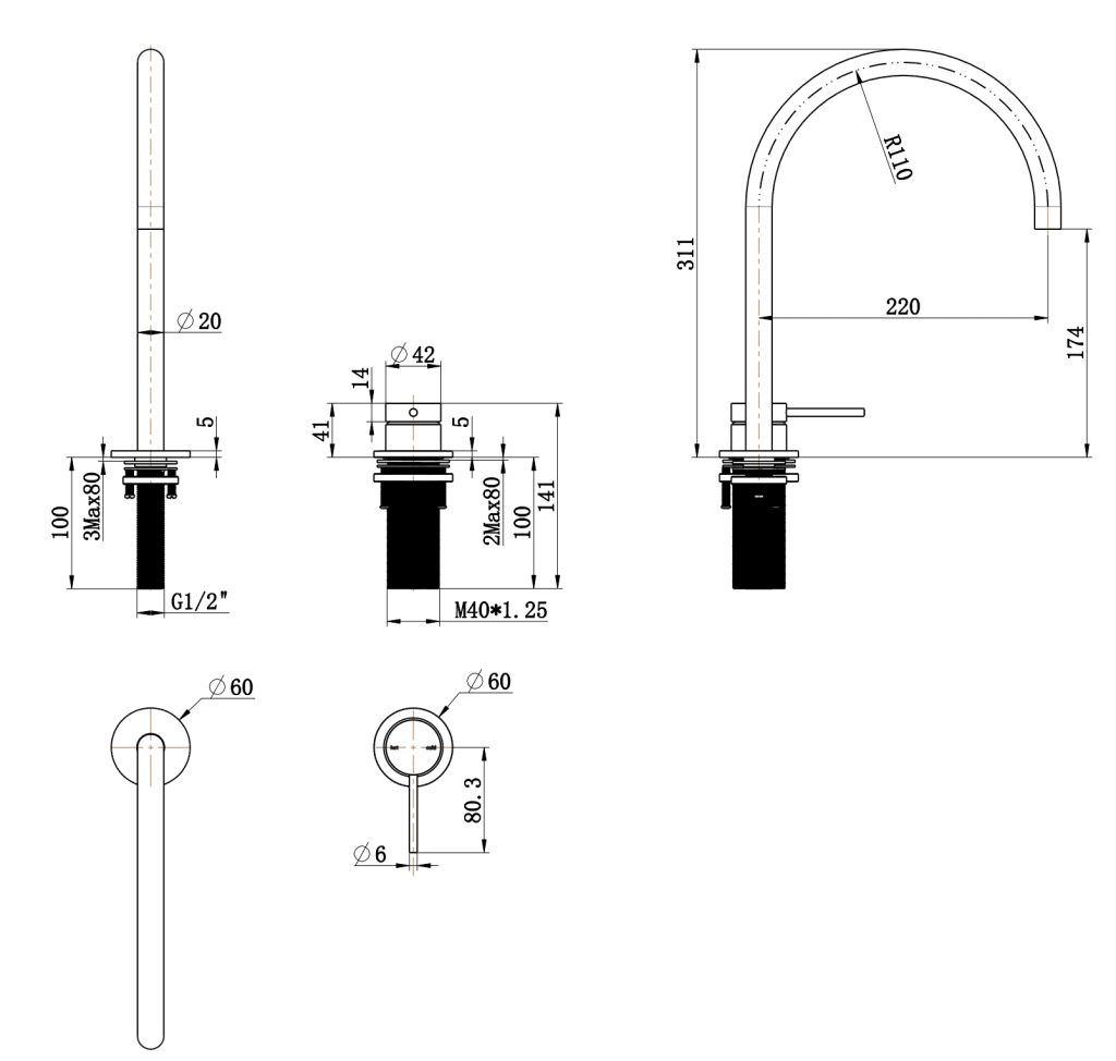 Mica Gooseneck Hob Sink/Basin Mixer Set - image 3