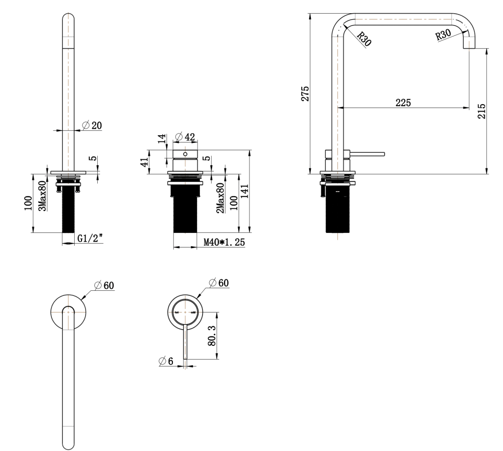 Mica Soft-Square Hob Sink/Basin Mixer Set - image 3