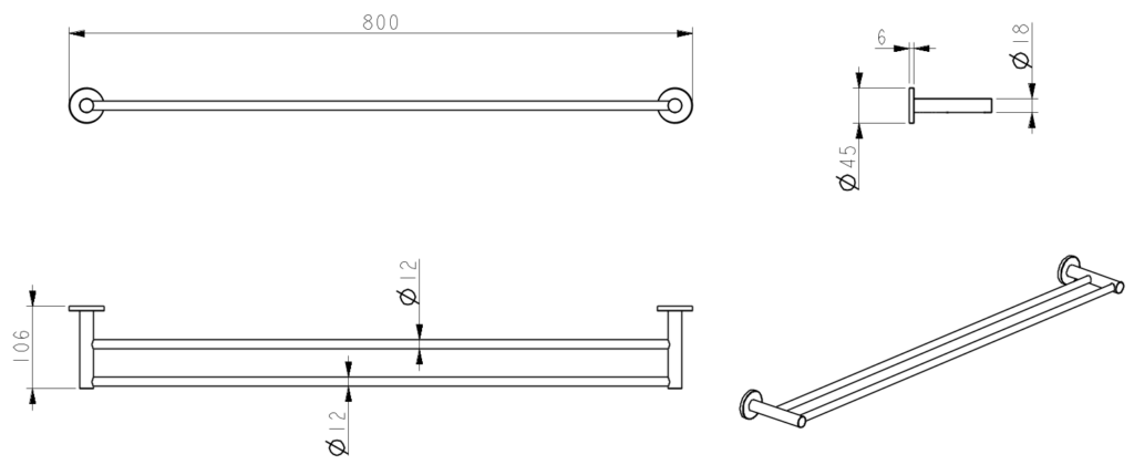 Mica Double Towel Rail - image 3