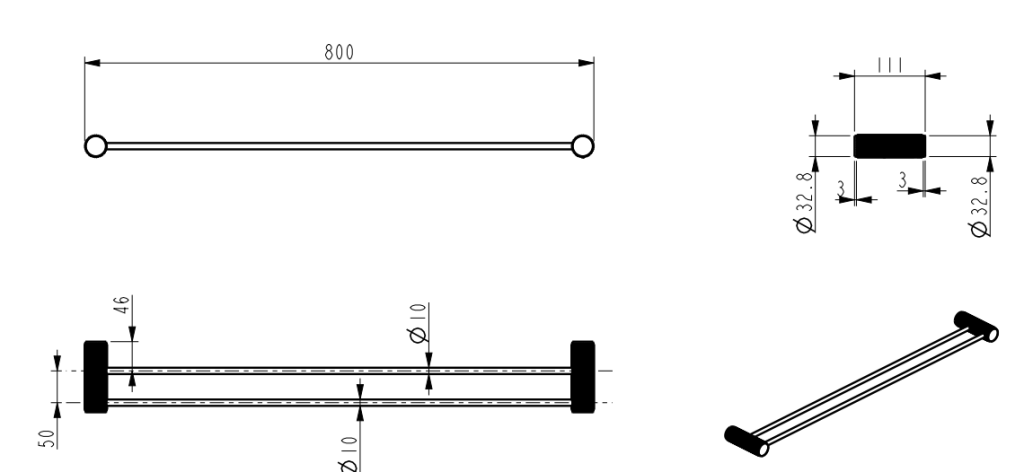 Mica Fluted Double Towel Rail - image 3