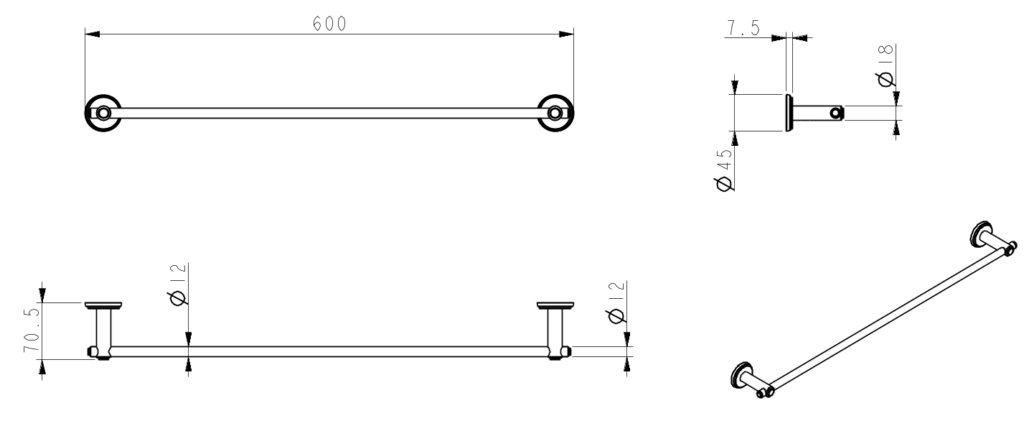 Mica Heritage Single Towel Rail - image 1