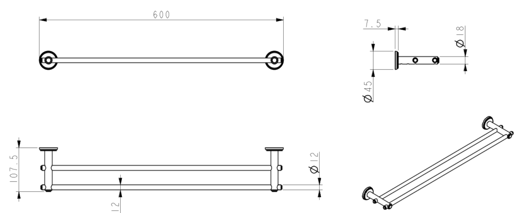 Mica Heritage Double Towel Rail - image 1