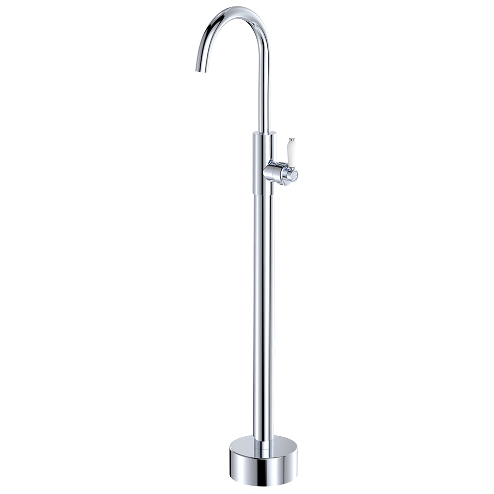 Eleanor Floor Mounted Basin/Bath Mixer, Chrome / Ceramic