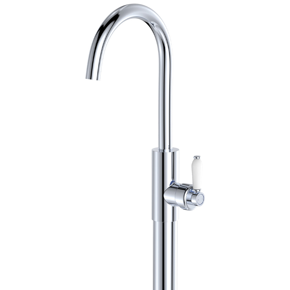 Eleanor Floor Mounted Basin/Bath Mixer, Chrome / Ceramic