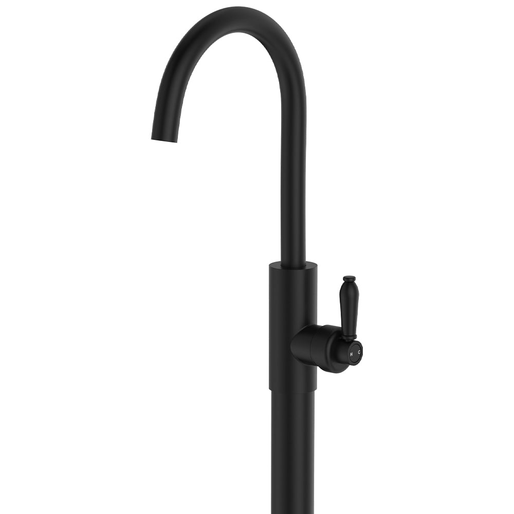 Eleanor Floor Mounted Basin/Bath Mixer, Matte Black / Matte Black