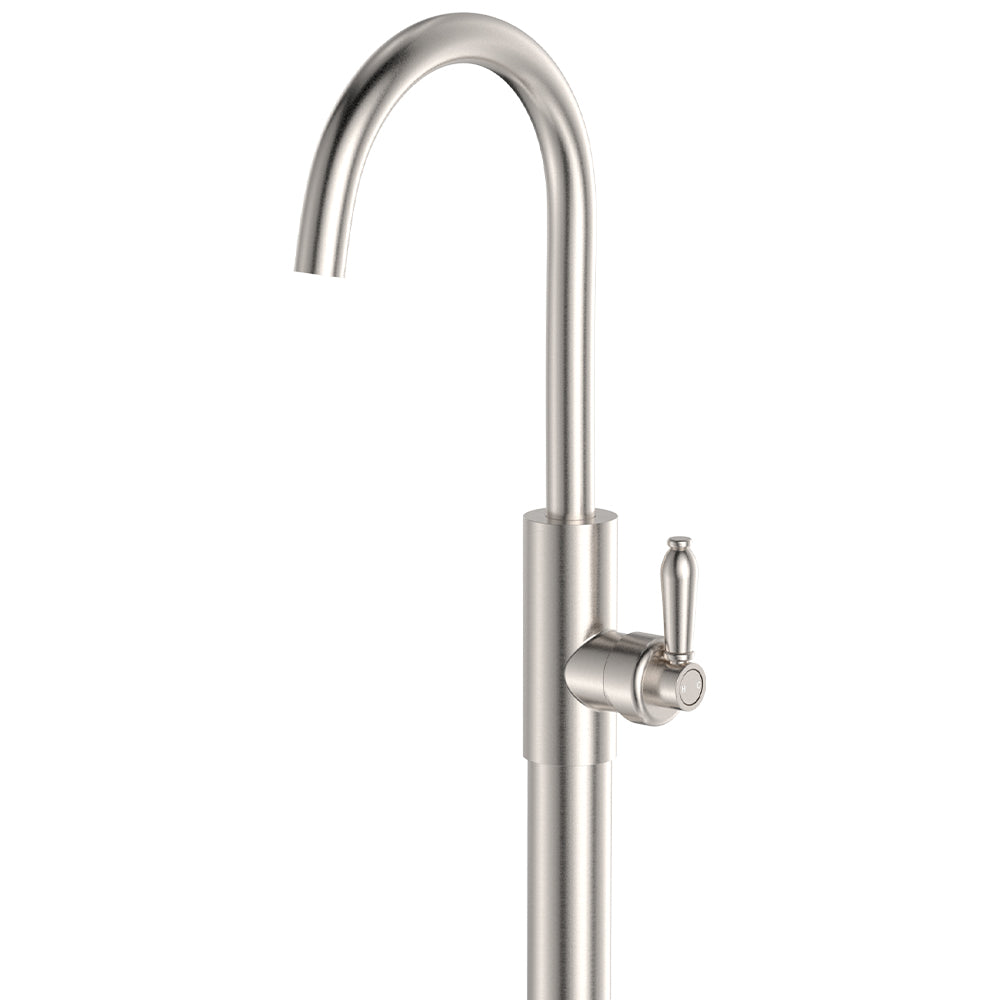 Eleanor Floor Mounted Basin/Bath Mixer, Brushed Nickel / Brushed Nickel