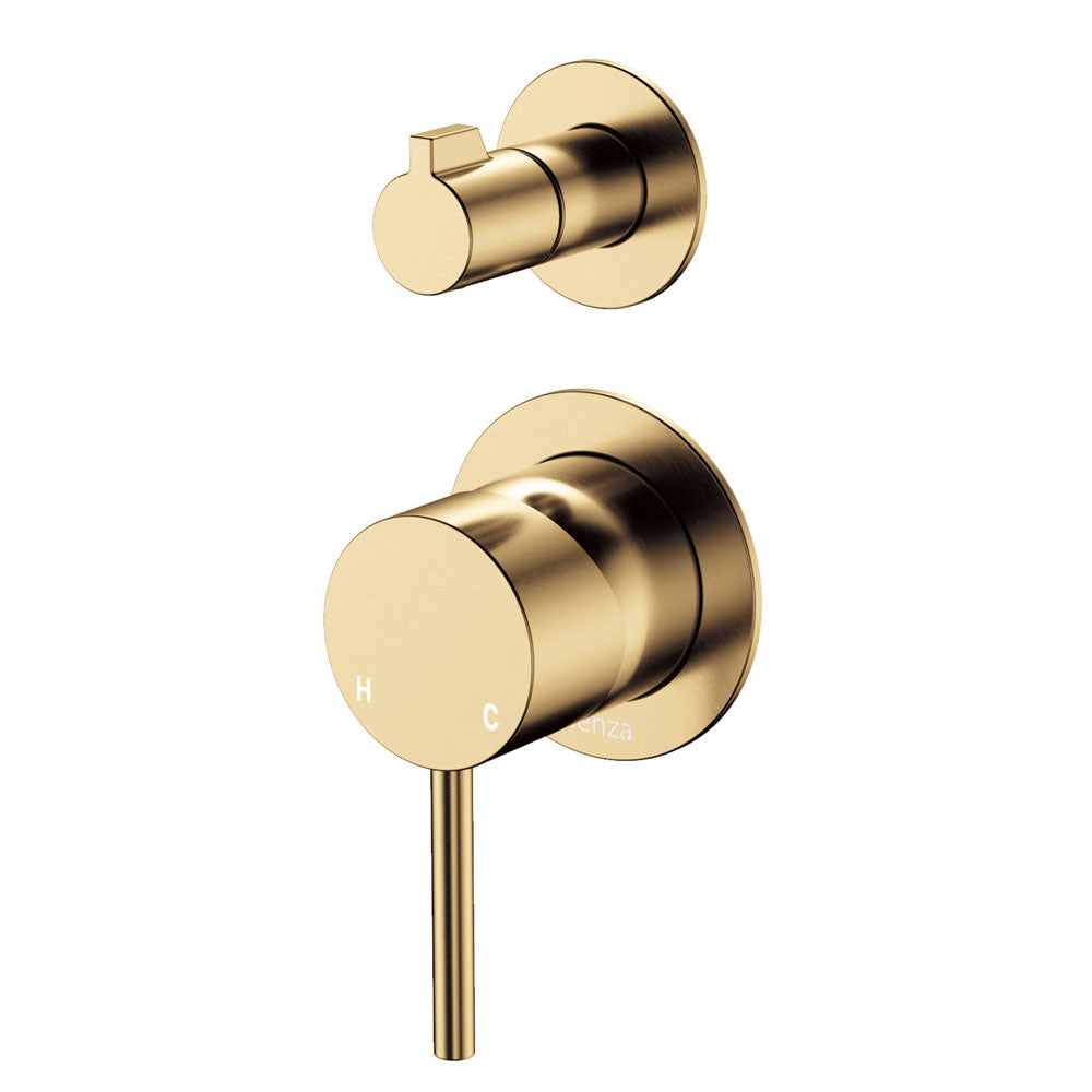 Kaya Wall Diverter Mixer, Small Round Plates, Urban Brass