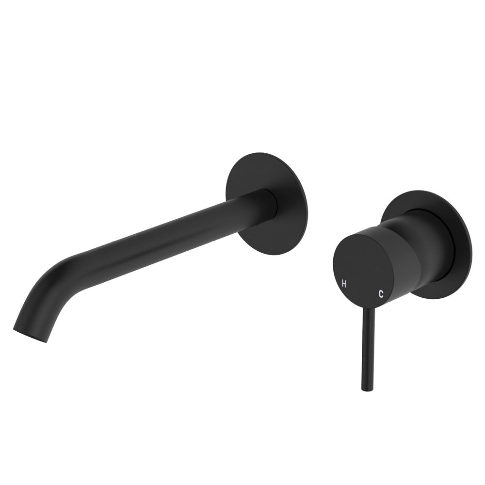 Kaya Basin/Bath Wall Mixer Set, Round Plates, 200mm Outlet, Chrome