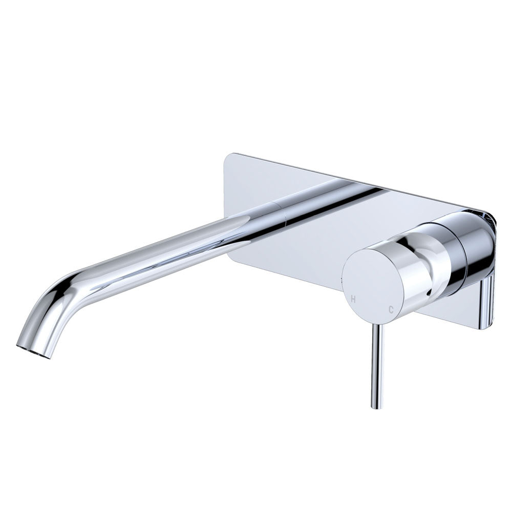 Kaya Basin/Bath Wall Mixer Set, Rectangular Plate, 200mm Outlet,Chrome