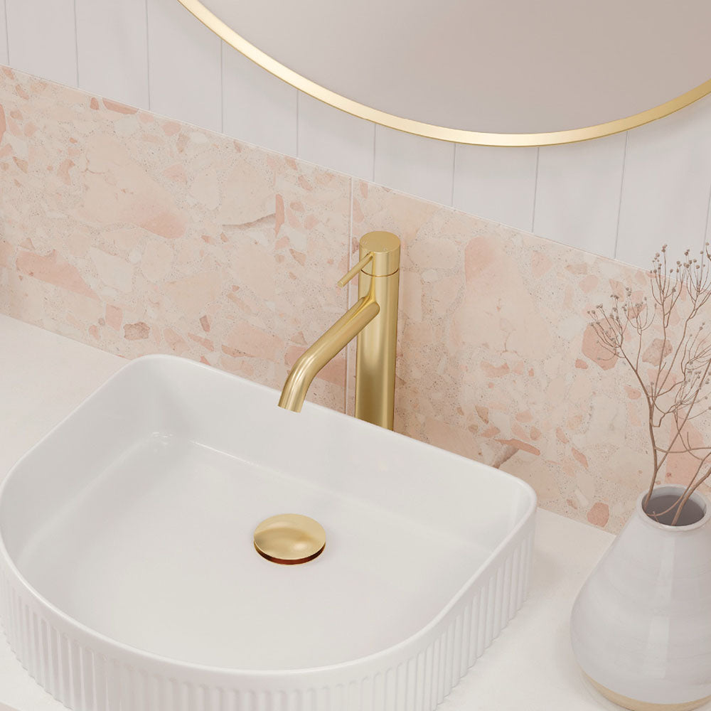Kaya Medium Basin Mixer, Urban Brass