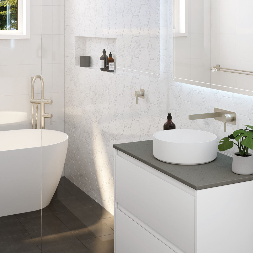 Sansa Wall Basin Mixer Set, Brushed Nickel