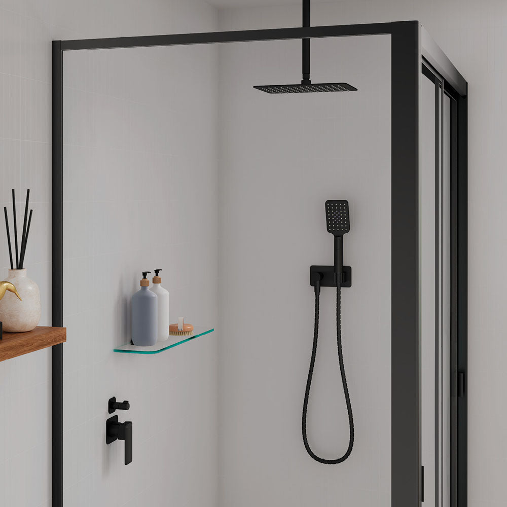Tono Wall Diverter Mixer, Square Plates, Matte Black