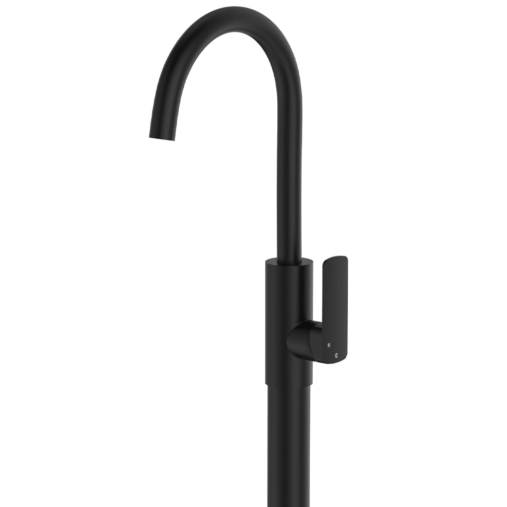 Tono Floor Mounted Basin/Bath Mixer, Matte Black