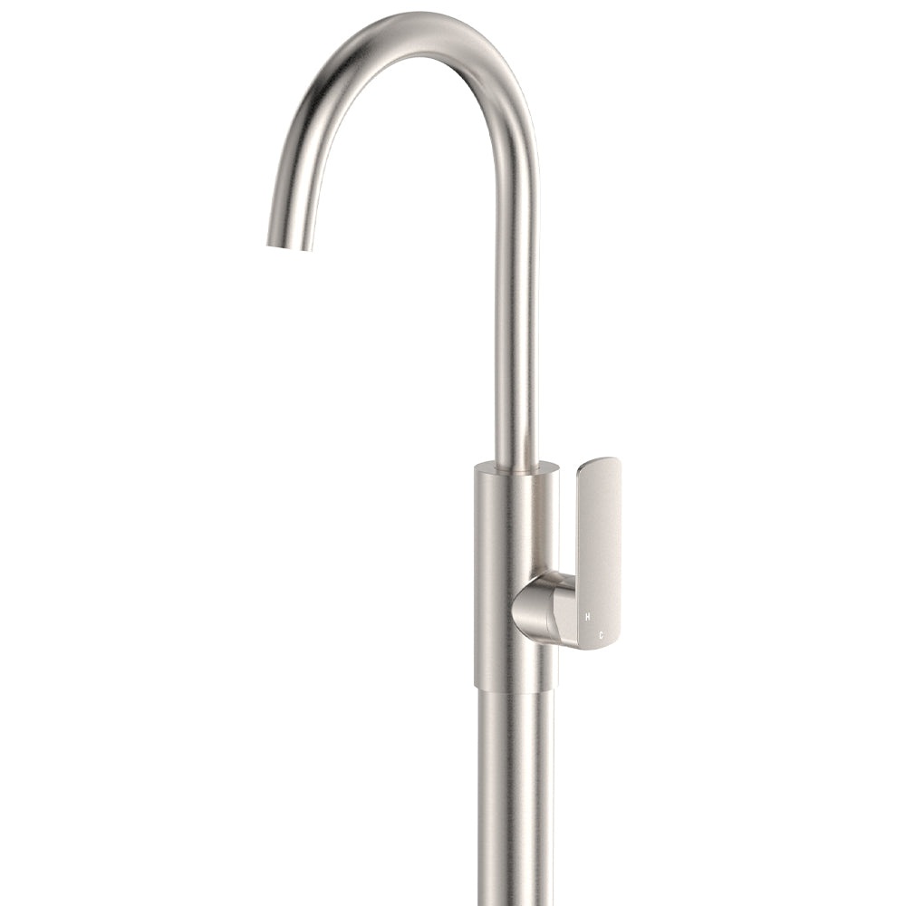 Tono Floor Mounted Basin/Bath Mixer, Brushed Nickel