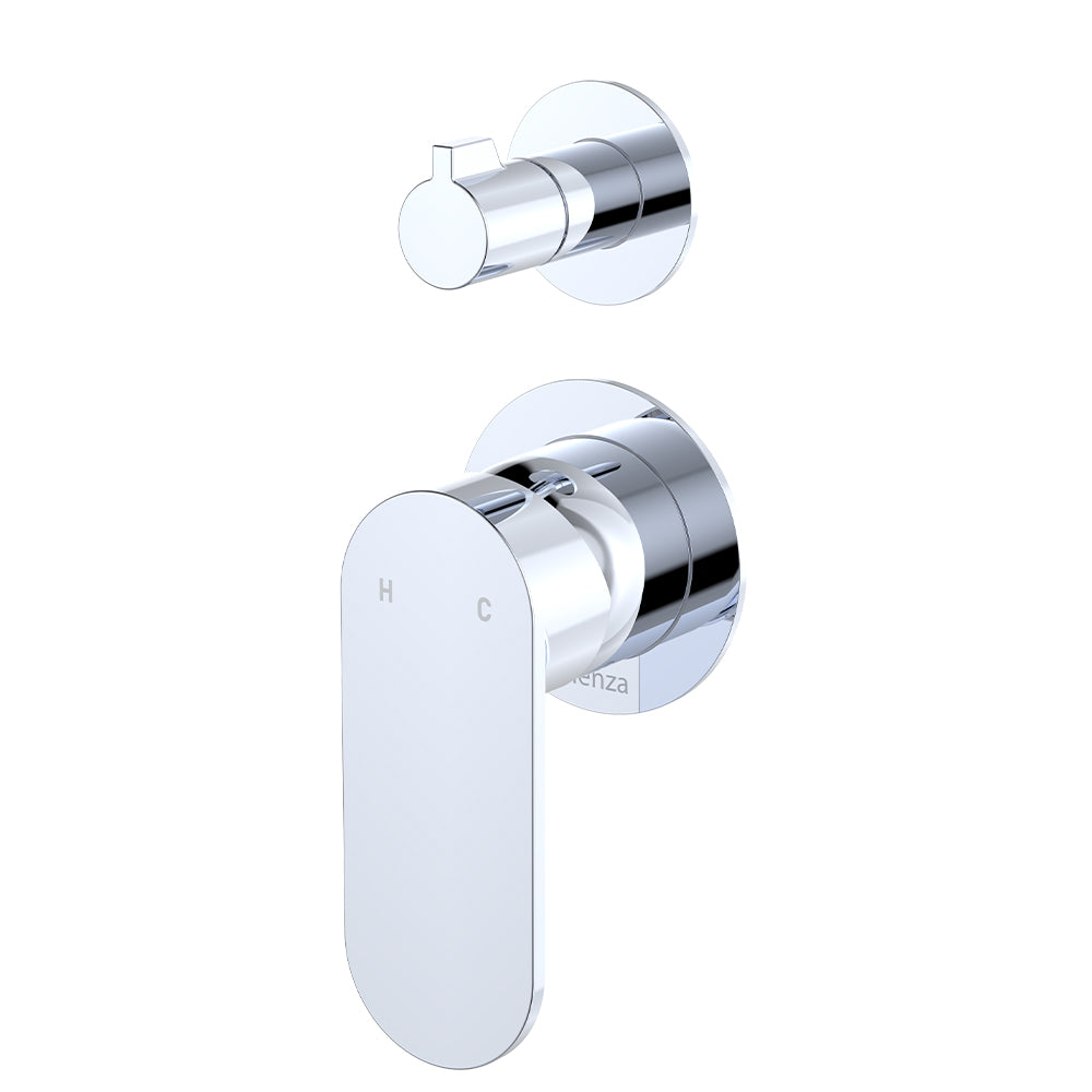 Empire Slim Wall Diverter Mixer, Small Round Plates, Vertical, Chrome