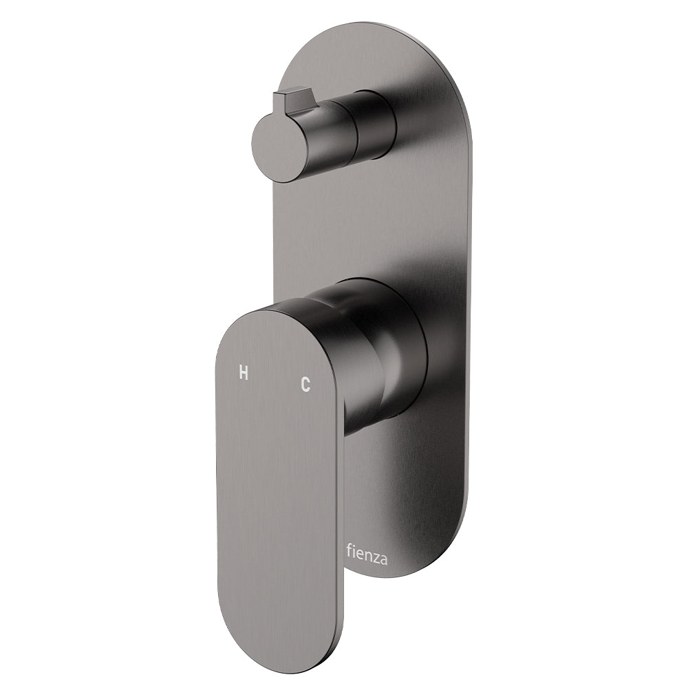 Empire Slim Wall Diverter Mixer, Large OvalPlates, Vertical, Gun Metal