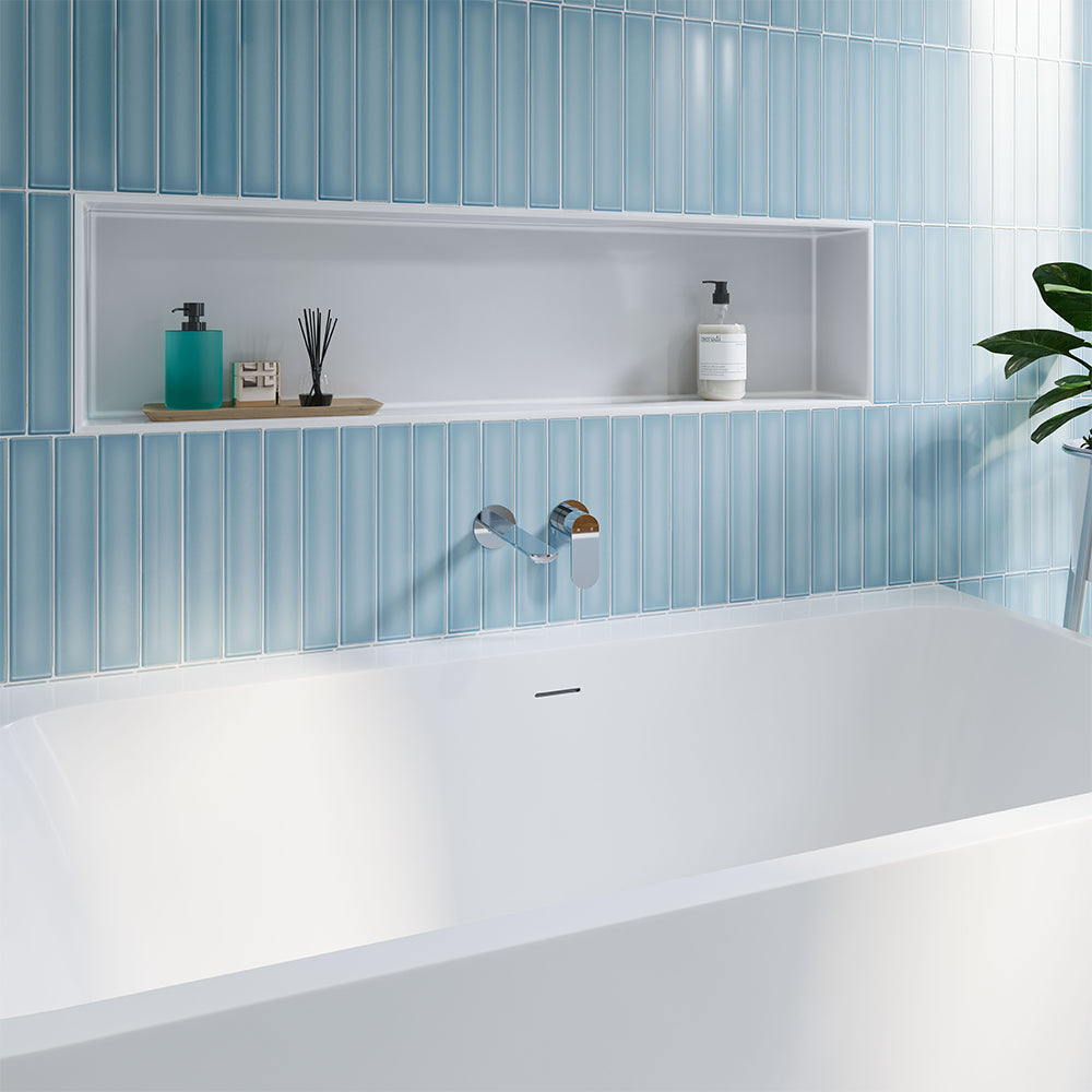 Empire Slim Basin/Bath Wall Mixer Set, Round Plates, 160mm Outlet, Chrome