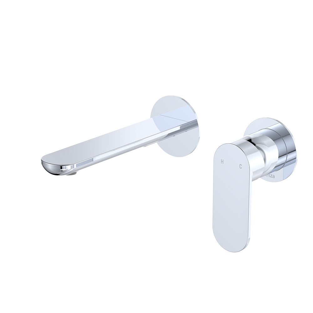 Empire Slim Basin/Bath Wall Mixer Set, Round Plates, 160mm Outlet, Chrome