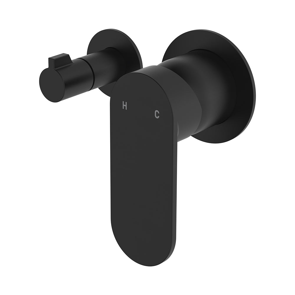 Empire Slim Wall Diverter Mixer, Small Round Plates, Horizontal, Matte Black