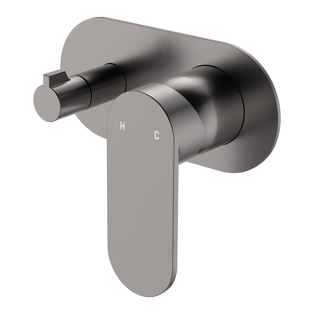 Empire Slim Wall Diverter Mixer, Large Oval Plate, Horizontal, Gun Metal