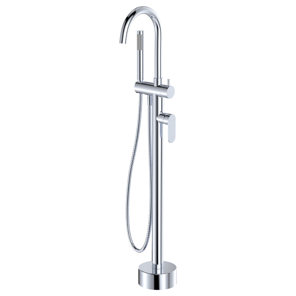 Empire Slim Floor Mounted Bath Mixer with Hand Shower, Chrome