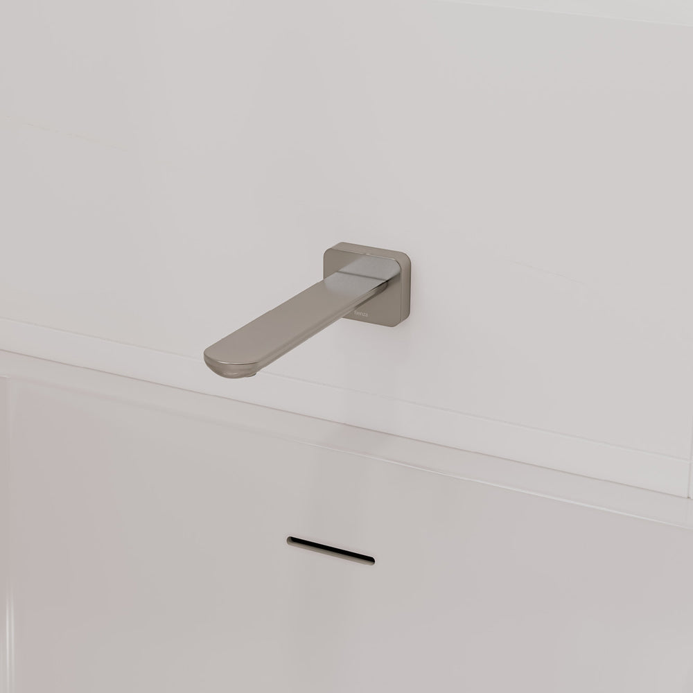 Empire Slim Basin/Bath Outlet, Square Plate, 220mm, Brushed Nickel