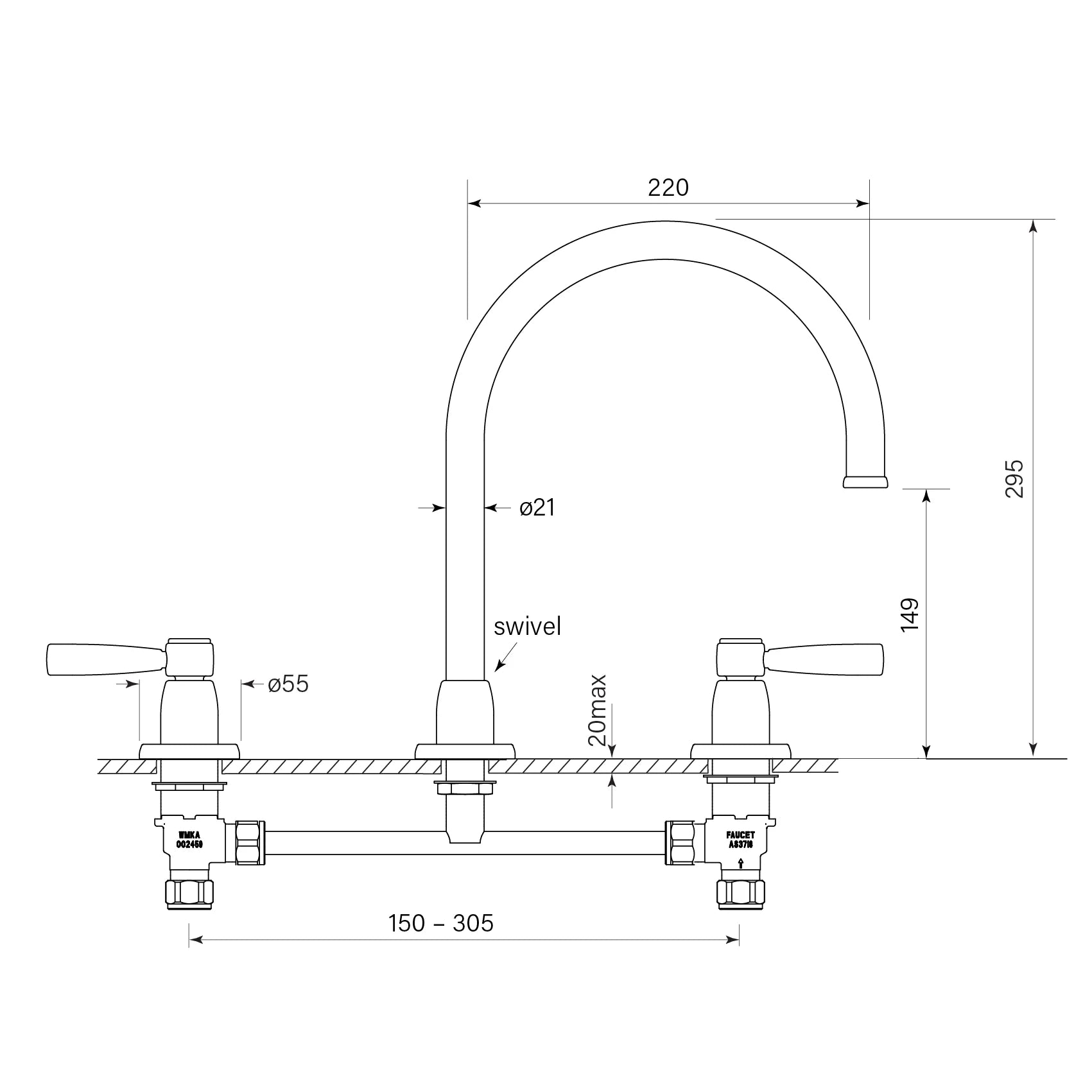 Faucet Strommen - Bremont Lever Sink Set Hob