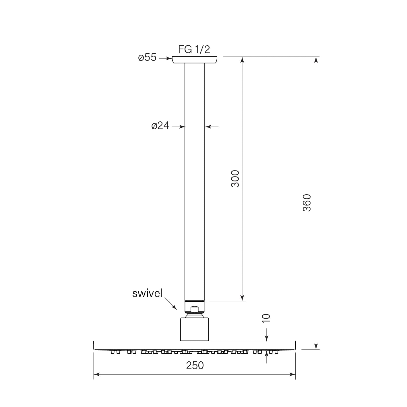 Faucet Strommen - Bremont Overhead Shower, 300 Cdrop 250head