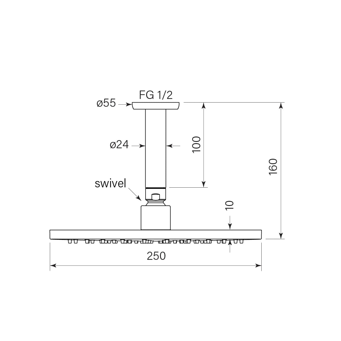Faucet Strommen - Bremont Overhead Shower, 100 Cdrop 250head