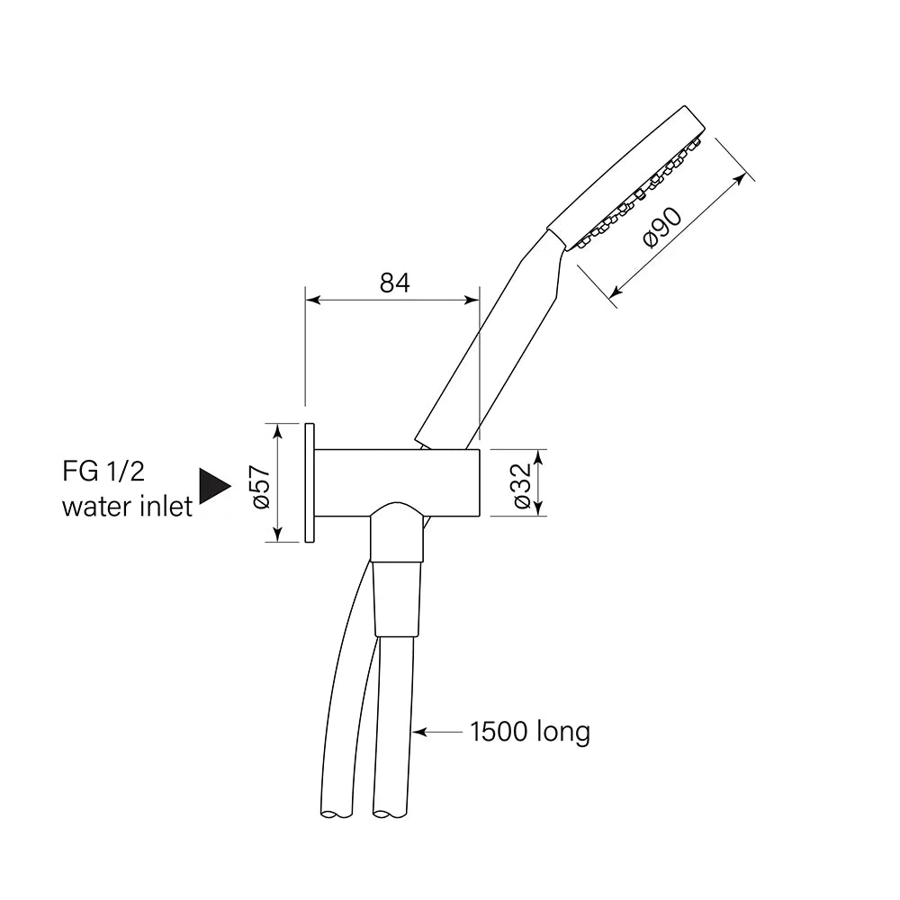 Faucet Strommen - Bremont Hand Shower on Adjustable Hook, 90Rnd