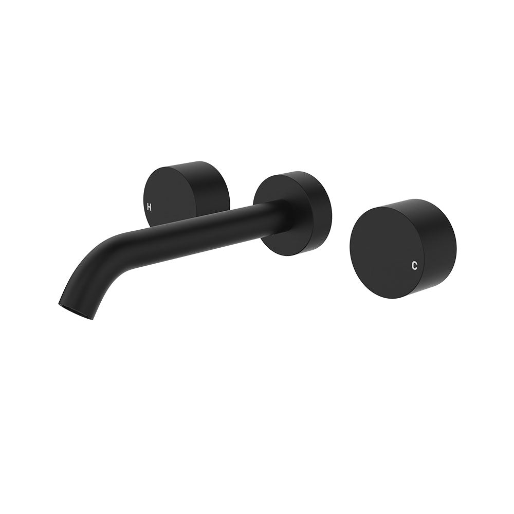 Kaya Wall Set, Round Taps, 180mm Outlet,  Matte Black