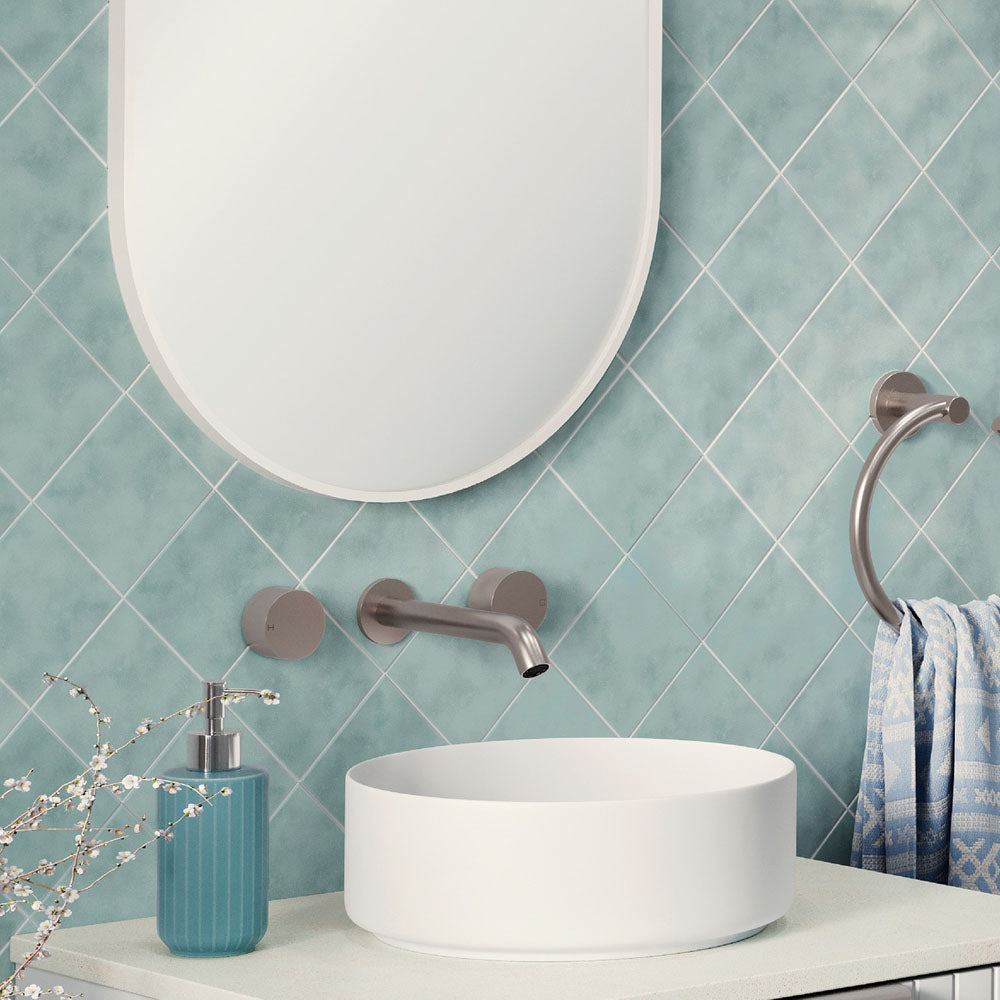Kaya Wall Set, Round Taps, 180mm Outlet, Brushed Nickel