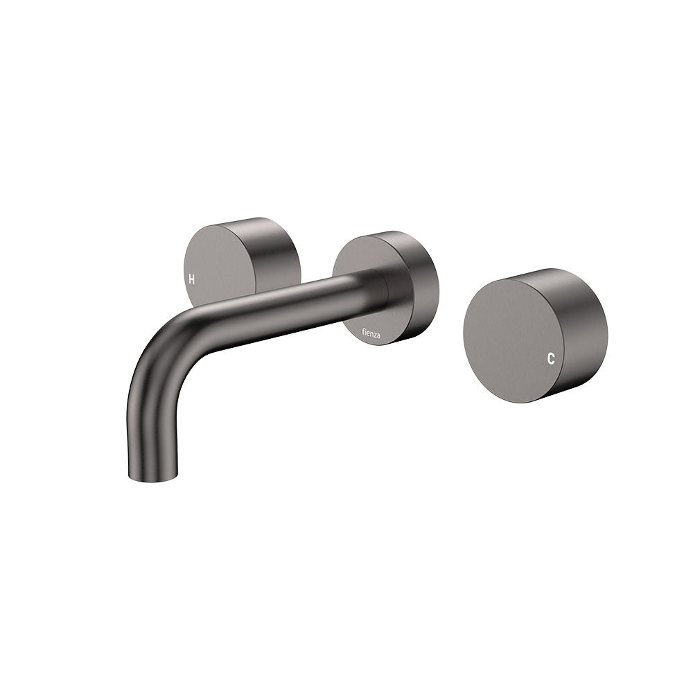 Kaya Wall Set, Round Taps, 130mm Outlet, Gun Metal