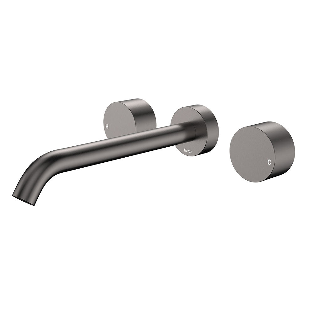 Kaya Wall Set, Round Taps, 220mm Outlet, Gun Metal