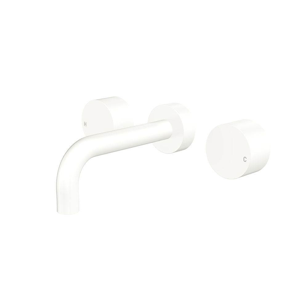 Kaya Wall Set, Round Taps, 130mm Outlet, Matte White