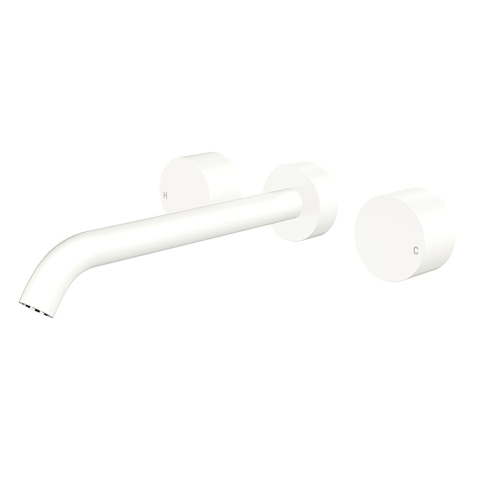 Kaya Wall Set, Round Taps, 220mm Outlet, Matte White