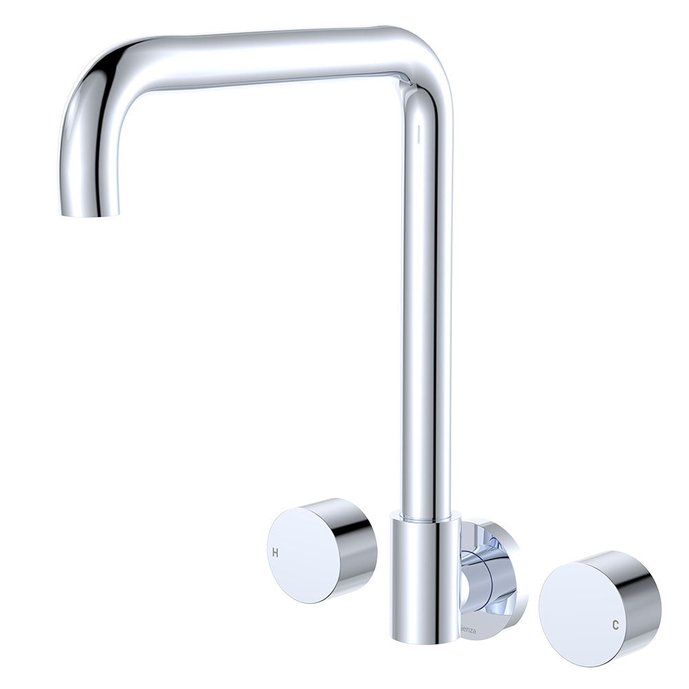 Kaya Squareline Wall Set, Round Taps, Chrome