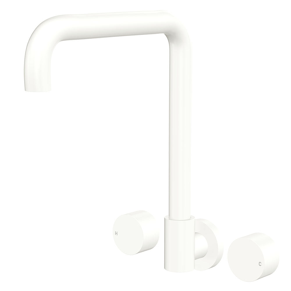 Kaya Squareline Wall Set, Round Taps, Matte White