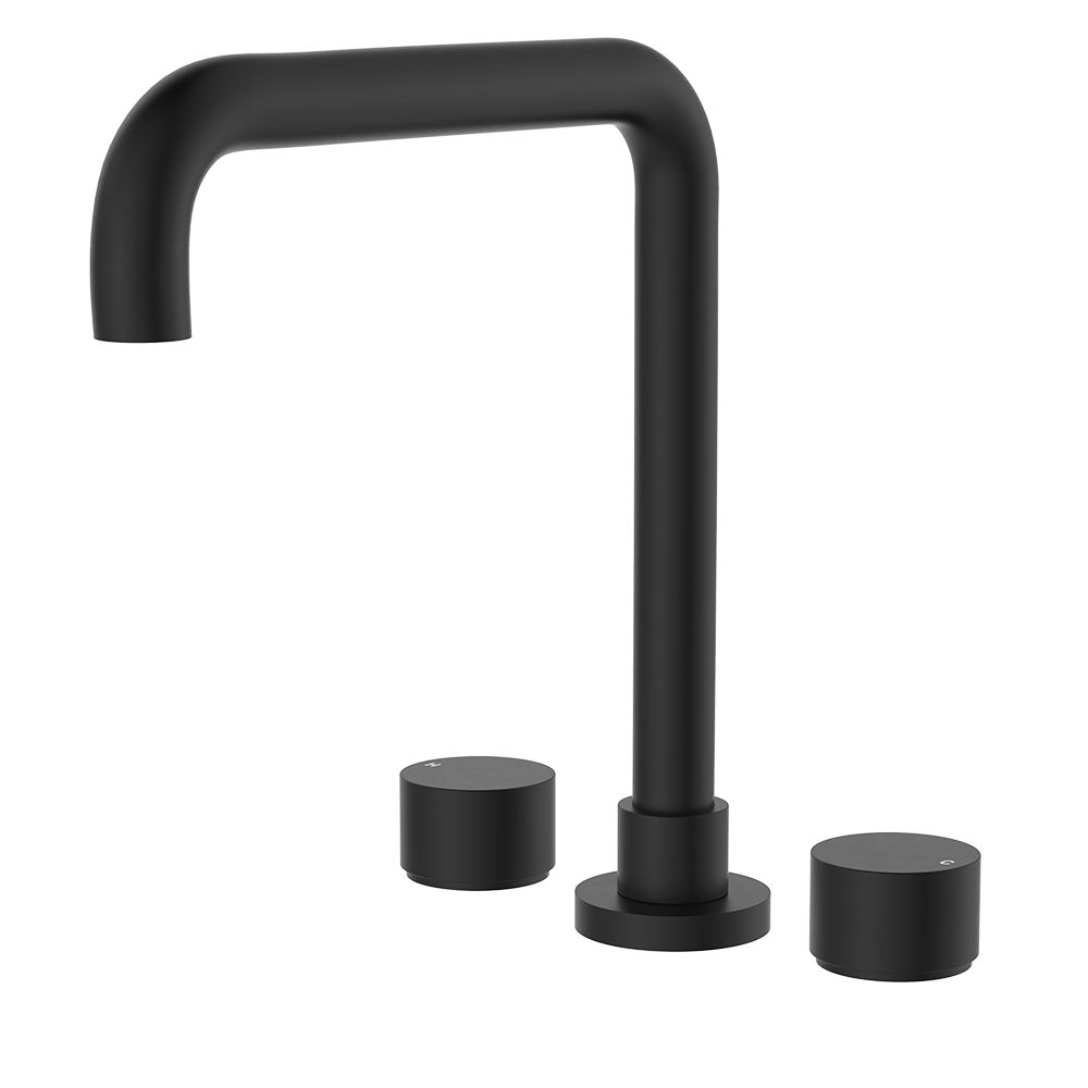 Kaya Squareline Hob Set, Round Taps, Matte Black