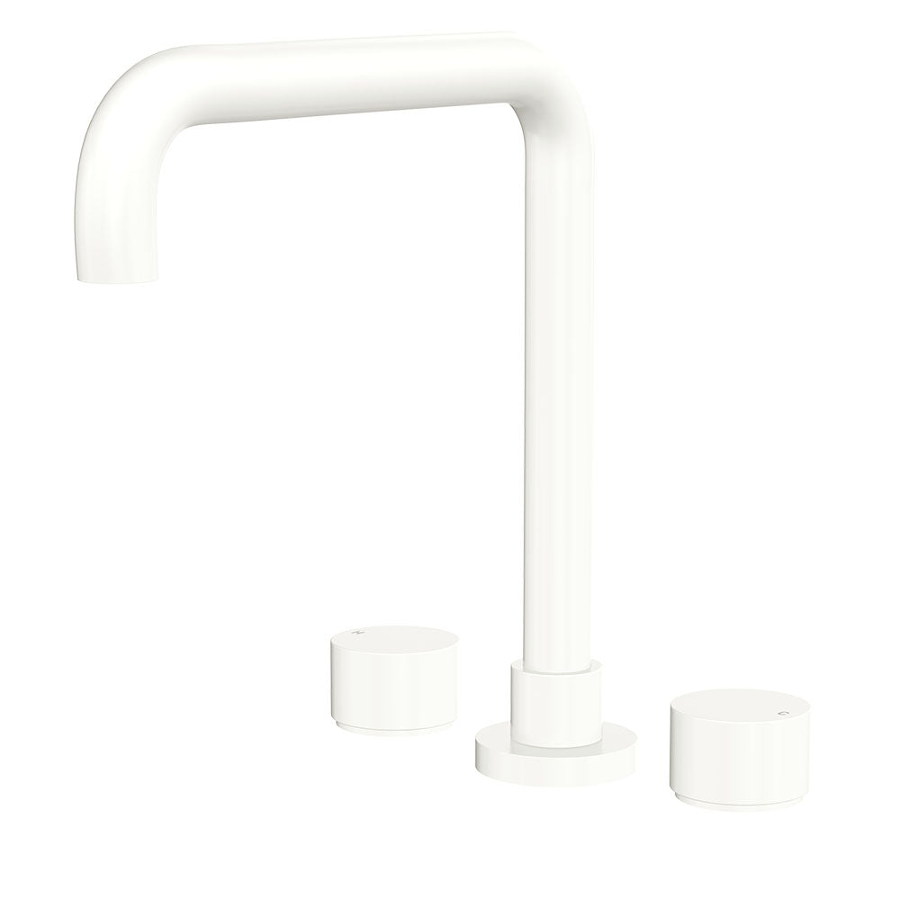 Kaya Squareline Hob Set, Round Taps, Matte White