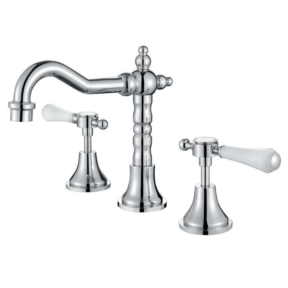Lillian Lever Basin Set, Chrome with Ceramic White Handle
