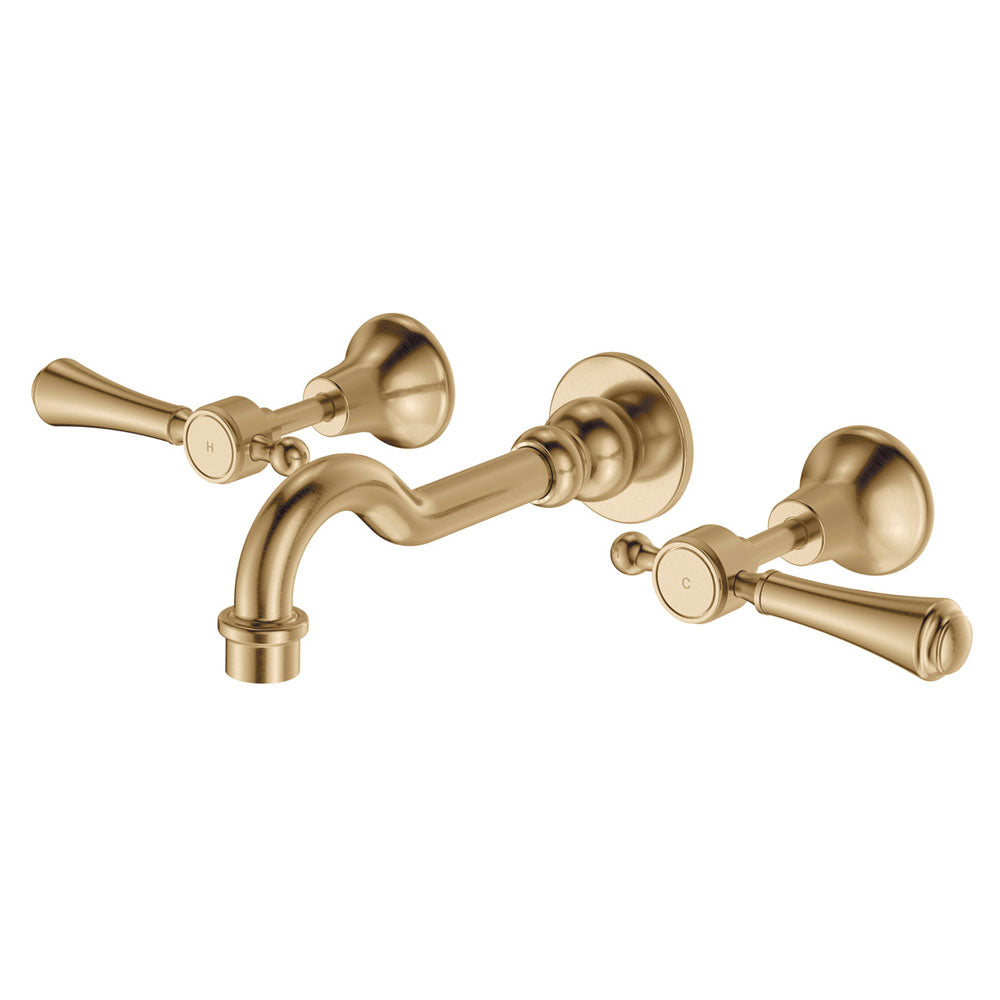 Lillian Lever Basin/Bath Wall Set, Urban Brass