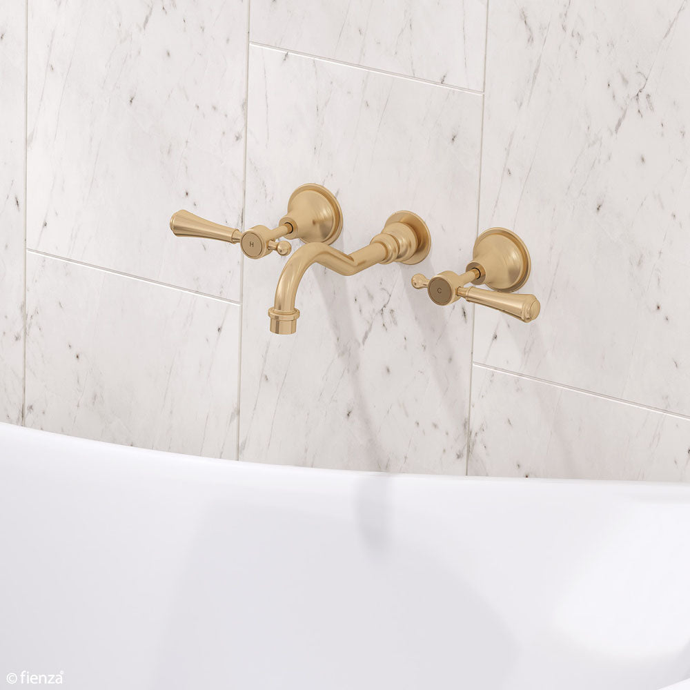 Lillian Lever Basin/Bath Wall Set, Urban Brass