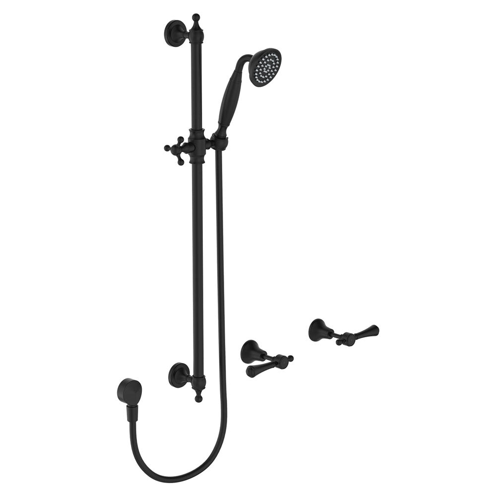 Lillian Lever Rail Shower Set, Matte Black