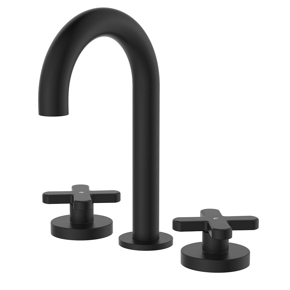 Kaya Round Hob Set, Cross Taps, Matte Black